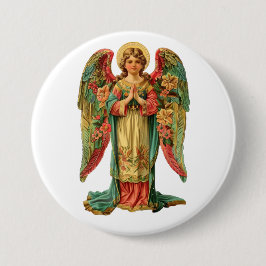 kerstangel ronde button 7,6 cm