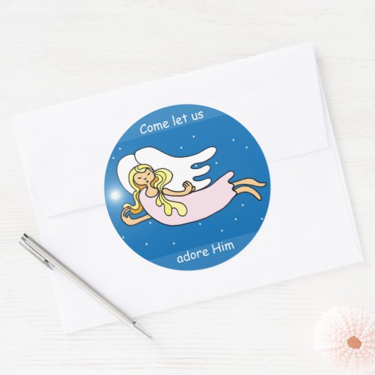 kerstangel ronde sticker (Envelop)