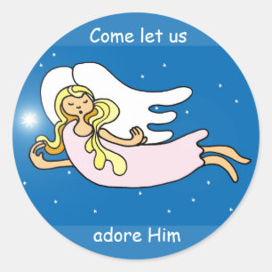 kerstangel ronde sticker