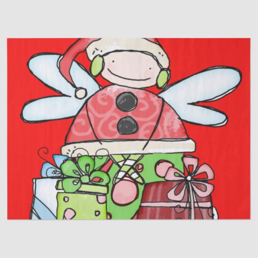 KerstAngel Santa Angel Tissue Paper Red Tissuepapier (Voorkant)