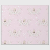 Kerstangel stars roze spoelpapier cadeaupapier (Vlak)