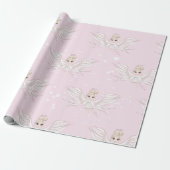 Kerstangel stars roze spoelpapier cadeaupapier (Uitgerold)