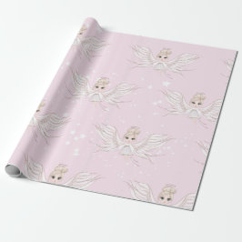Kerstangel stars roze spoelpapier cadeaupapier