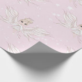 Kerstangel stars roze spoelpapier cadeaupapier (Hoek)