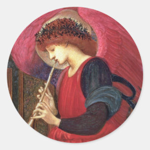 Kerstangel-stickers - Burne-Jones - Red Ronde Sticker