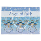 Kerstangel van Faith Blue Ombre Snowflakes Groot Cadeauzakje (Achterkant)