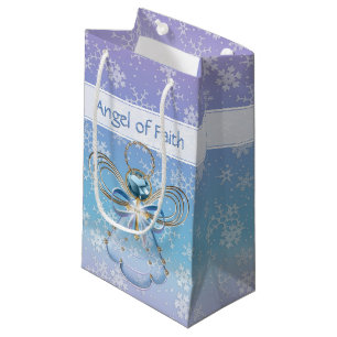 Kerstangel van Faith Blue Ombre Snowflakes Klein Cadeauzakje
