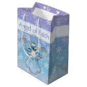 Kerstangel van Faith Blue Ombre Snowflakes Medium Cadeauzakje (Achterkant Gekanteld)