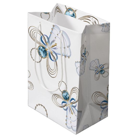 Kerstangel van Faith Random Pattern Collage Medium Cadeauzakje (Achterkant Gekanteld)