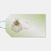 Kerstangel van Hope Bronze/Green "To:  Van:" Cadeaulabel (Achterkant Horizontaal)