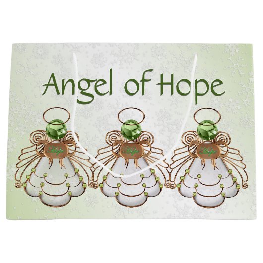 Kerstangel van Hope Green Ombre Snowflakes Groot Cadeauzakje (Voorkant)