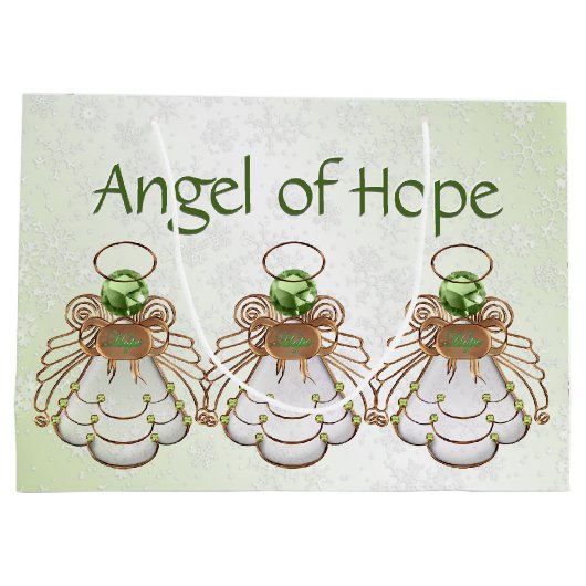 Kerstangel van Hope Green Ombre Snowflakes Groot Cadeauzakje (Achterkant)