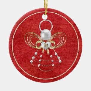 Kerstangel van Joy - Rood Keramisch Ornament