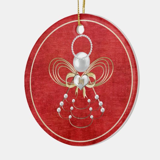 Kerstangel van Joy - Rood Keramisch Ornament (Links)