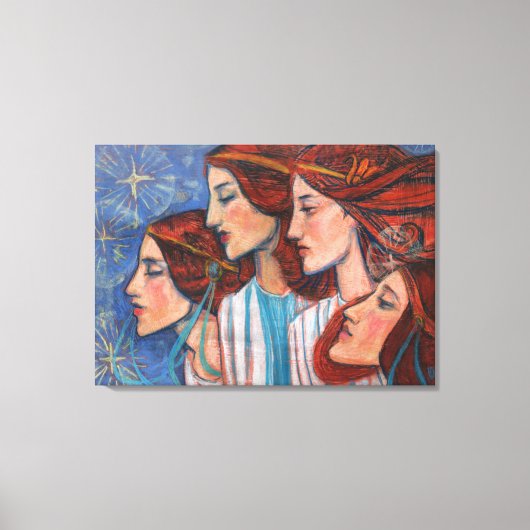 KerstAngels Art Nieuw-Zeeland Ginger Vrouwen schil Canvas Afdruk (Voorkant)