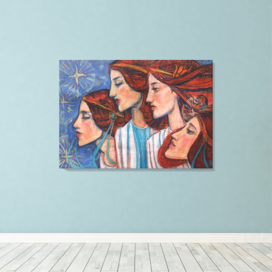 KerstAngels Art Nieuw-Zeeland Ginger Vrouwen schil Canvas Afdruk (Insitu (Houten vloer))
