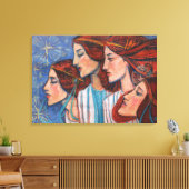 KerstAngels Art Nieuw-Zeeland Ginger Vrouwen schil Canvas Afdruk (Insitu (Woonkamer))