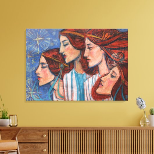 KerstAngels Art Nieuw-Zeeland Ginger Vrouwen schil Canvas Afdruk (Insitu (Woonkamer))