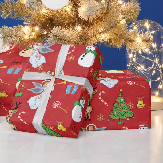 Kerstangels en snowmanpakpapier cadeaupapier (Feestdagen)