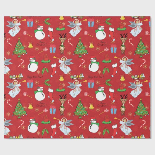 Kerstangels en snowmanpakpapier cadeaupapier (Vlak)