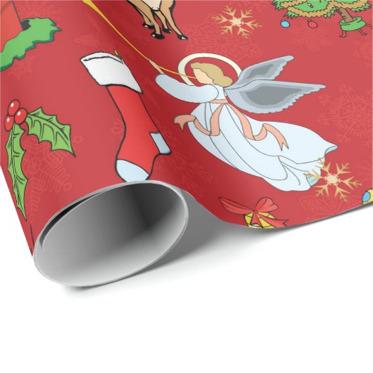 Kerstangels en snowmanpakpapier cadeaupapier (Rol Hoek)