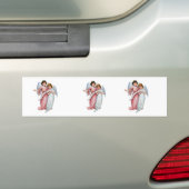 kerstangels in roze en blauw bumpersticker (Op auto)