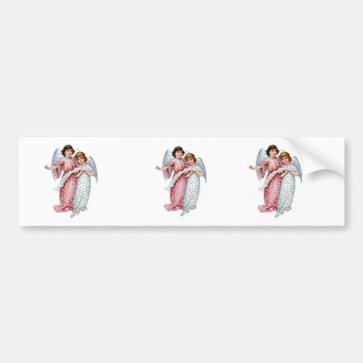 kerstangels in roze en blauw bumpersticker (Voorkant)