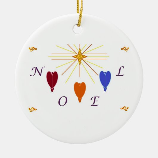 KerstAngels in Star Noel Keramisch Ornament (Voorkant)