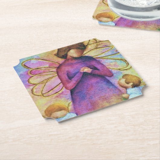 Kerstangels Kartonnen Onderzetters (Gekanteld)