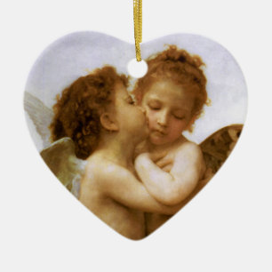 KerstAngels Kiss, Bouguereau Keramisch Ornament