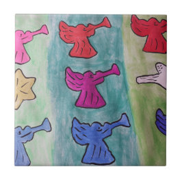 Kerstangels met keramische keramische tegel tegeltje