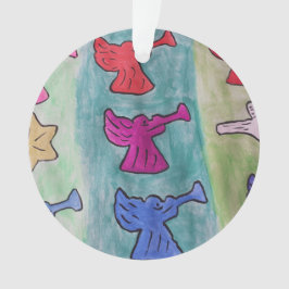 kerstangels met trompetjes acryl ornament