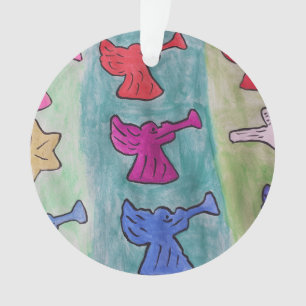 kerstangels met trompetjes acryl ornament