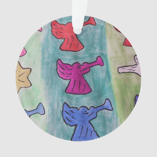 kerstangels met trompetjes acryl ornament (voorkant)