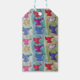 kerstangels met trompetten cadeaulabel