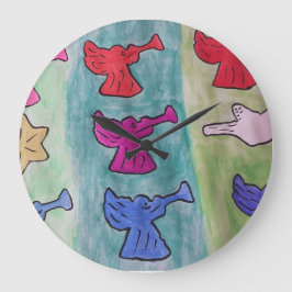 kerstangels met trompetten grote klok