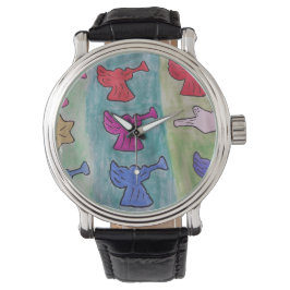 kerstangels met trompetten horloge