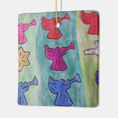 kerstangels met trompetten keramisch ornament (Links)