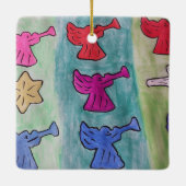 kerstangels met trompetten keramisch ornament (Achterkant)