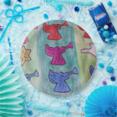 kerstangels met trompetten papieren bordje (Feest)