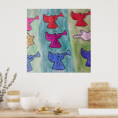 kerstangels met trompetten poster (Keuken)