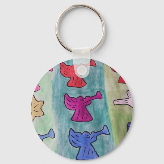 kerstangels met trompetten sleutelhanger (Voorkant)