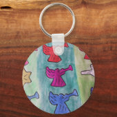 kerstangels met trompetten sleutelhanger (Voorkant)
