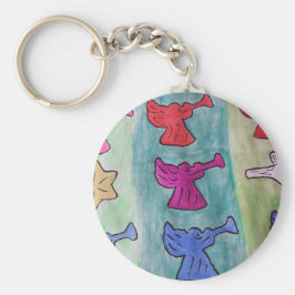 kerstangels met trompetten sleutelhanger