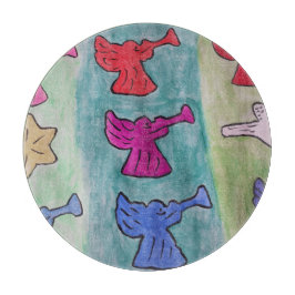 kerstangels met trompetten snijplank