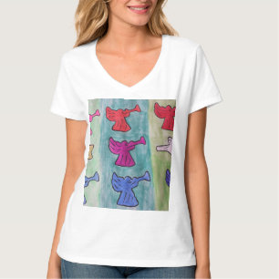 kerstangels met trompetten t-shirt