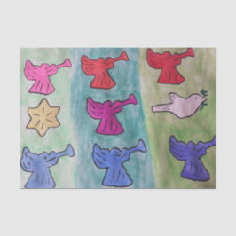 kerstangels met trompetten tissuepapier