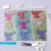 kerstangels met trompetten tissuepapier (Craft)