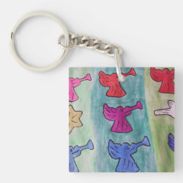 kerstangels met Trumpets Acrylkey Ring Sleutelhanger