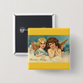 Kerstangels Vierkante Button 5,1 Cm (Voorkant /achterkant)